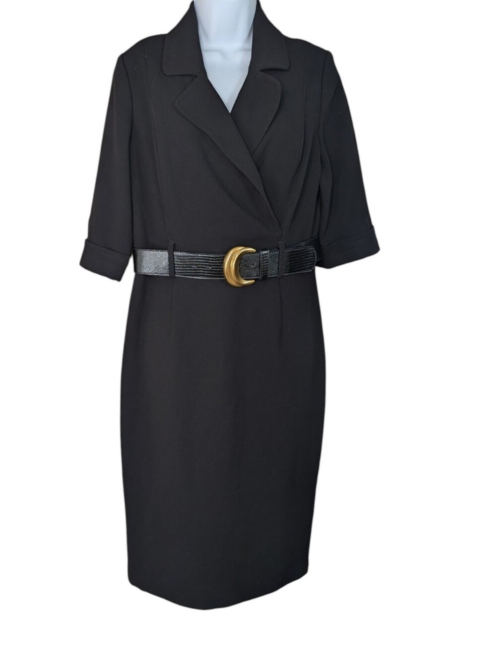 Donna Karan New York Black Belted Sheath Dress ... Size 8 - Picture 3 of 7